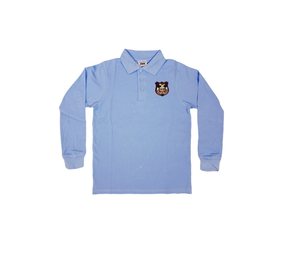 Blue polo shirt long  sleeve for Εarly years, Νursery and Pre Junior