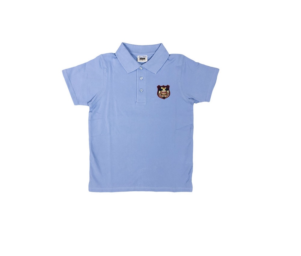 Blue polo shirt, short sleeve for Εarly years, Νursery and Pre Junior